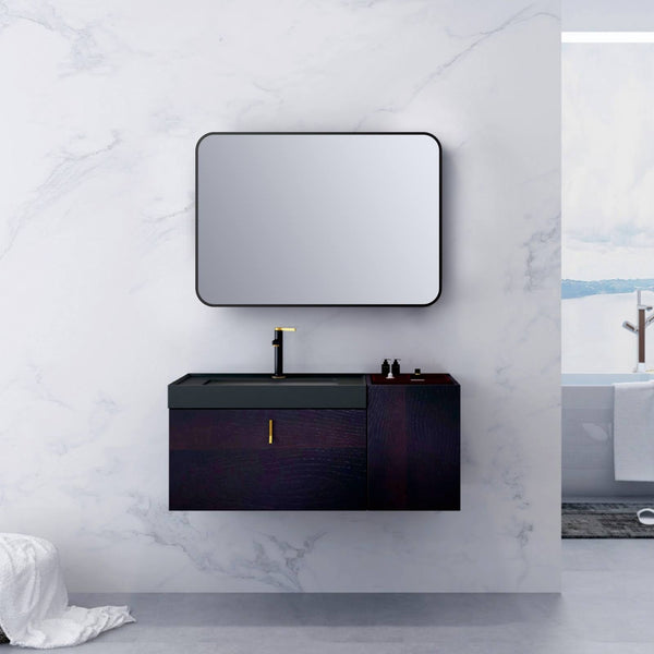 ELLO&ALLO 24 in. W x 36 in. H Rectangular Aluminum Framed Wall Mount Bathroom Vanity Mirror in Black