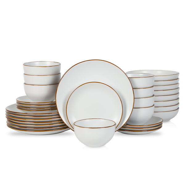 Stone Lain Brasa 32-Piece Dinnerware Set Stoneware, White