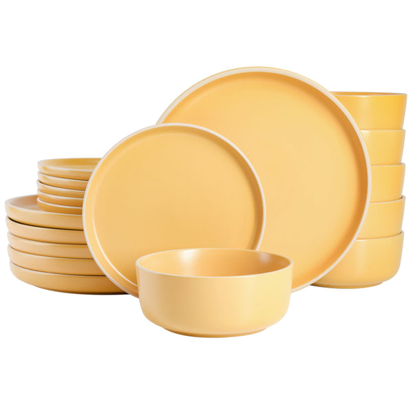 Gibson Home Zuma 18-Piece Stoneware Dinnerware Set Yellow