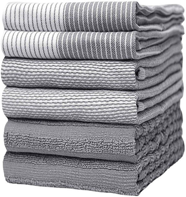 Bumble Towels Premium Kitchen,Hand Towels (20x 28, 6 Pack) Large Cotton, Dish, Flat & Terry Towel Highly Absorbent Tea Towels Set with Hanging Loop