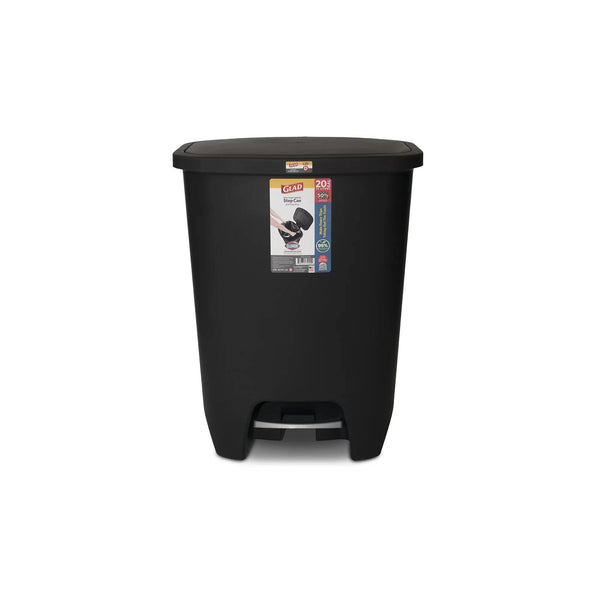 Glad 20 Gal Plastic Step Kitchen Trash Can, Black