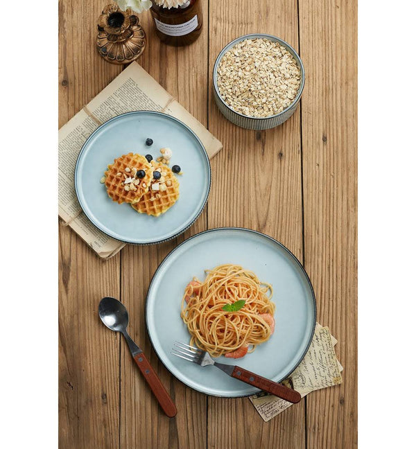 Paytan Stoneware Dinnerware Sets, 12-Piece Dish Set Color: Smoky Blue
