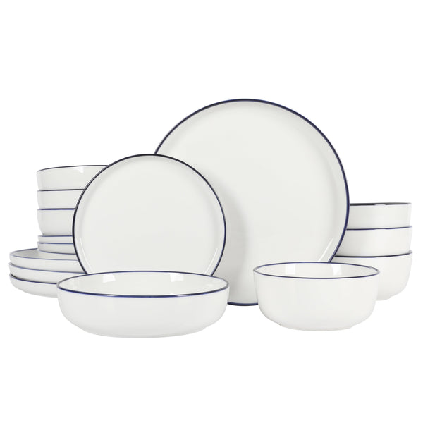 Gibson Home Oslo 16 Piece Dinnerware Set Color: White/Blue Rim