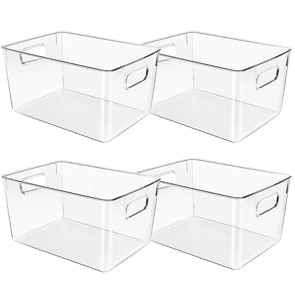 Control Kitchen Clear Plastic Storage Bins, Perfect for Kitchen Organization or Pantry Organization and Storage, Clear Storage Containers for