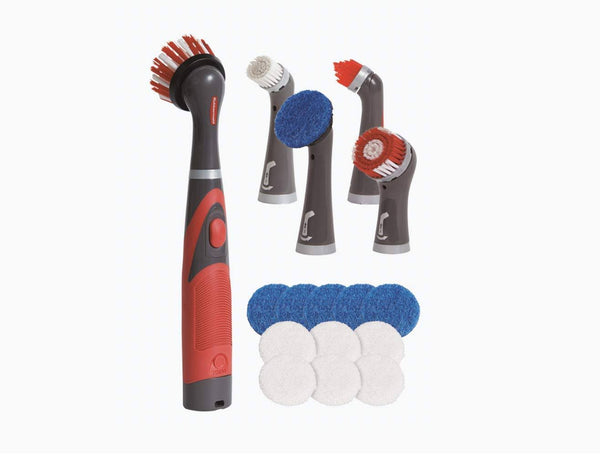 Rubbermaid Reveal Power Scrubber 18-Piece Kit, Cordless Electric Battery Powered Scrub Brush, Water Resistant, for Home/Kitchen/Bathroom/Grout/Tile/
