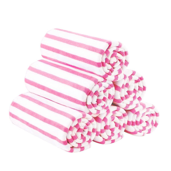 Jml 6-Pack Cabana Striped Beach Towel Bath Towel Pink, Size: 27