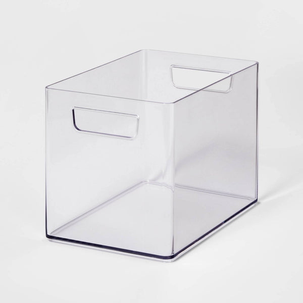 Medium Bathroom Organizer Bin with Handles Clear - Brightroom