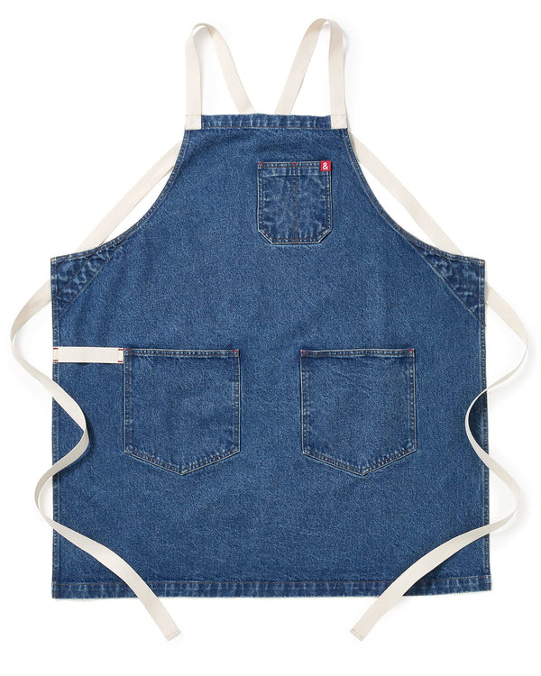 Hedley & Bennett Georgia Blue Crossback Apron - Professional Chef Apron with Pockets and Cross-Back Straps for Cooking & Grilling - Kitchen Aprons