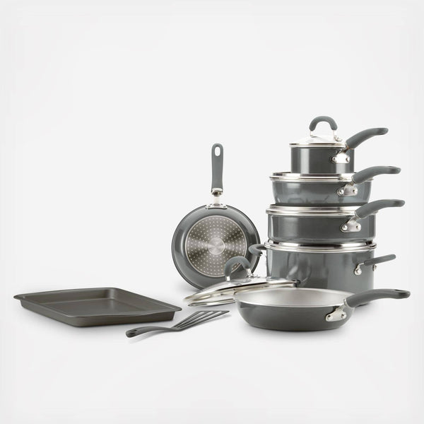 Rachael Ray 12148 13-piece Aluminum Cookware Set, Gray Shimmer