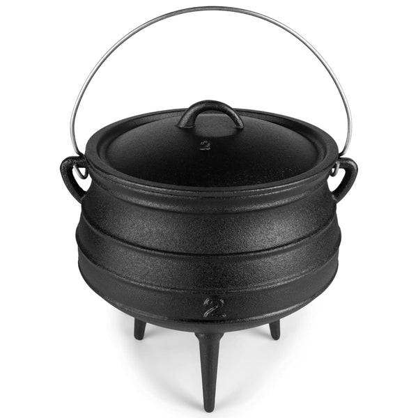 Bruntmor 8 - Quart Pre - Seasoned Cast Iron Cauldron - African Potjie Pot with Lid - 3 - Legged Pot for Even Heat Distribution - Outdoor Cast Iron