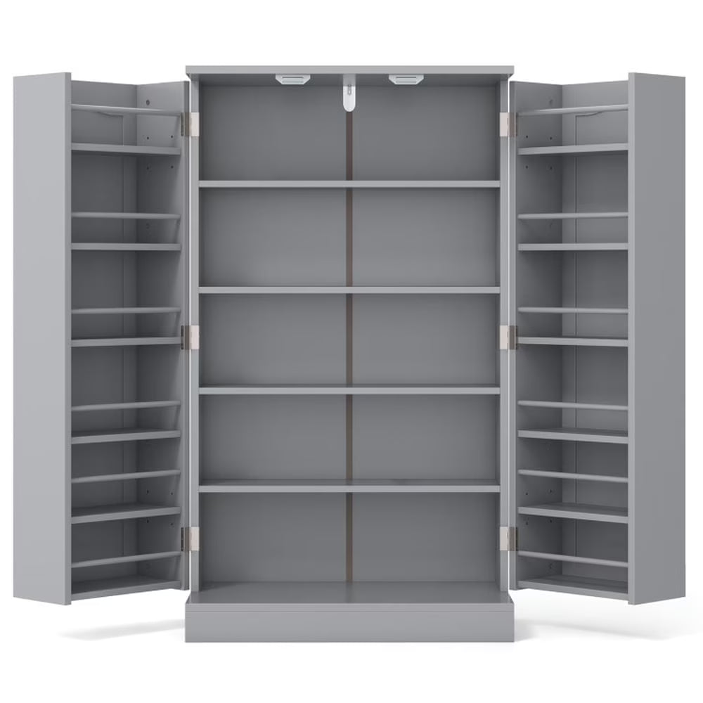 Spaco 17 - Tier Kitchen Small Pantry Cabinet with 2 Doors and 6 Adjustable Shelves, Cabinet Pantry, Freestanding 5 - Tier Shelving Pantries for