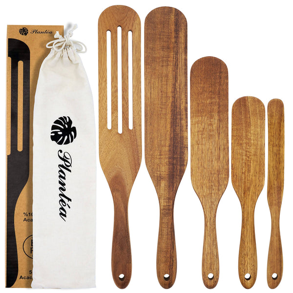 As Seen On TV, Spurtles Kitchen Tools Wooden, Planta Handmade Wooden Spoons for Cooking, Heat Resistant Wooden Spurtle Set Cooking Utensil for