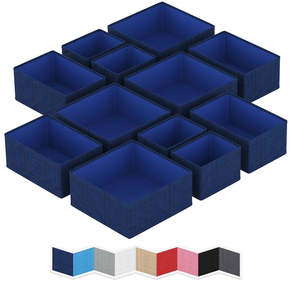 NEATERIZE Drawer Organizer Clothes Set of 12 Navy - Dresser Organizer for Nursery, Bedroom, Closet - The Perfect Baby Clothes Organizer and Storage &