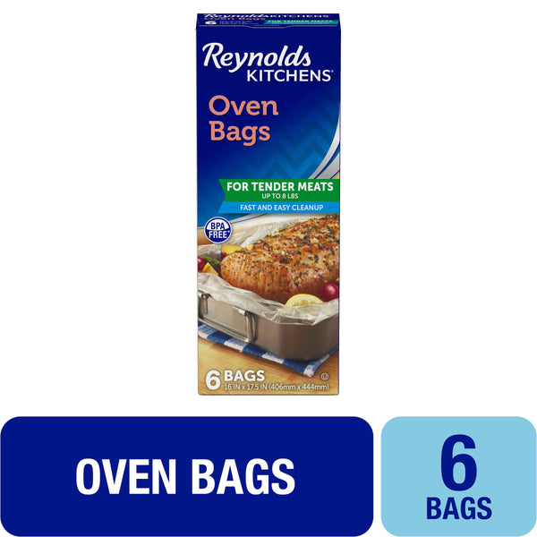 Reynolds Kitchens Oven Bags, for Tender Meats, Fast and Easy Cleanup - 6 bags