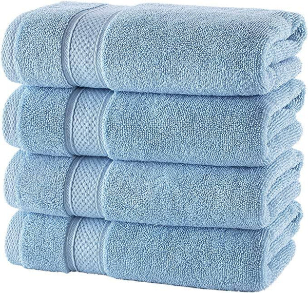 Nova Luxury Linen - Hotel Quality Turkish Towel Set for Bathroom (4 Pcs Washcloth Set, Sky Blue)